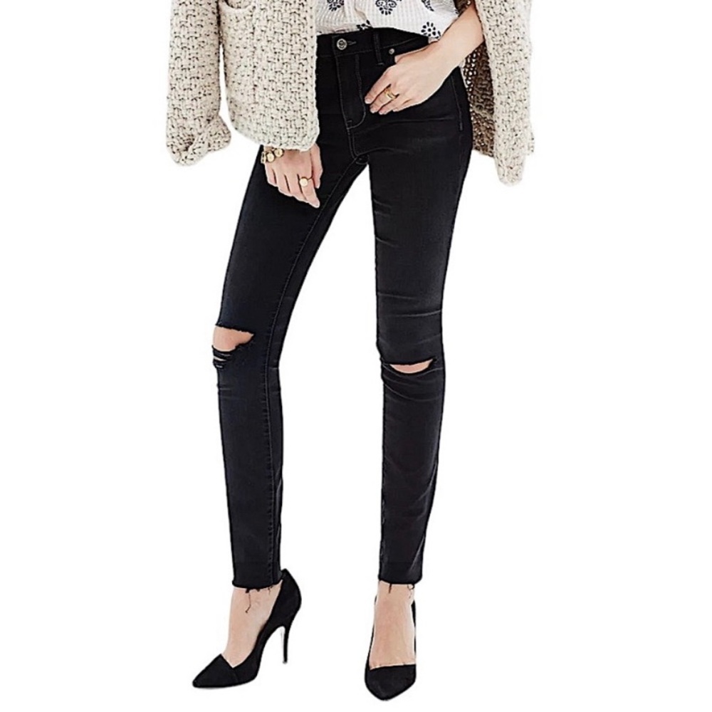 Madewell 9” Mid-Rise Skinny Jeans in “Black Sea” 27